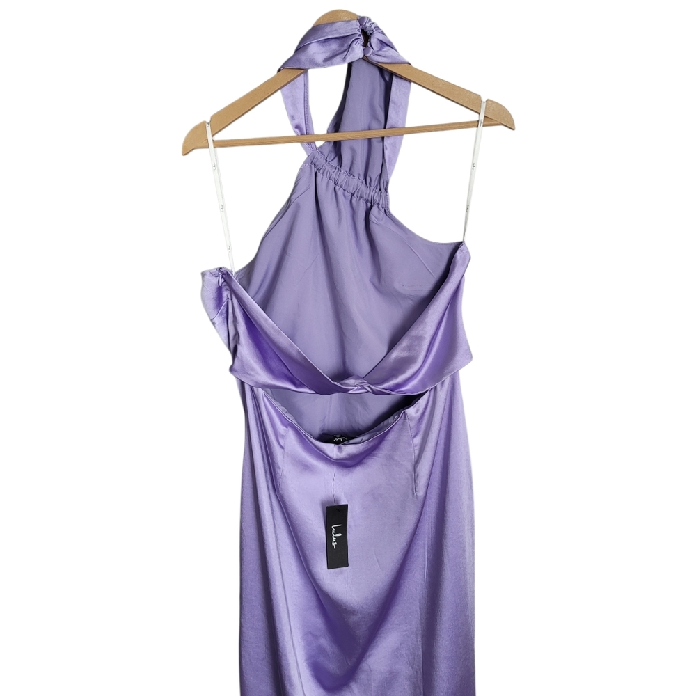 🆕️ Lulus Perfectly Sleek Lavender Satin Halter Slip Midi Dress - Picture 14 of 16